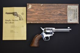 Herbert Schmidt Model 21B Colt style .22  blank firing six-shot single action revolver with chrome