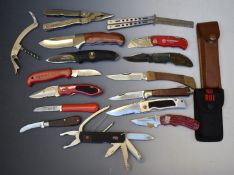 Twelve various pocket knives including Kasu, Taylors Eye etc, longest blade 9.5cm and five