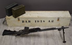 Deactivated American Browning Automatic Rifle (BAR) M1918 A2 .30-06 assault rifle or machine gun