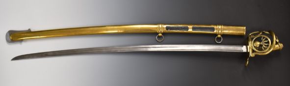 Replica French Grenadier A Cheval sword with 97cm blade and scabbard. PLEASE NOTE ALL BLADED ITEMS