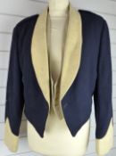 British Army Sergeant's mess jacket in blue and buff cloth with black silk lining and waistcoat,