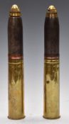 Two WW1 2 pounder shells complete with projectile and fuse case, both dated 1916 and H30cm