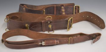 Royal Gloucestershire Hussars leather 'Sam Brown' belt complete with whistle named to Russell,