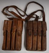 German WW2 MP 40 leather 4 magazine holder with stamps to back together with a similar example
