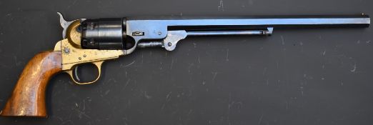 Italian Navy .44 six-shot single action long barrelled revolver with brass frame and trigger