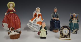 Collection of Royal Doulton figures including Cup of Tea, Twilight, Single Red Rose etc, together
