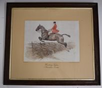Cecil Aldin print 'Hunting Types, A Warwickshire Thruster', 26 x 36cm, in oak frame