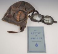 WW2 British Air Ministry leather flying helmet by Frank Bryan Ltd, model 22C-65 dated 1939, size 3