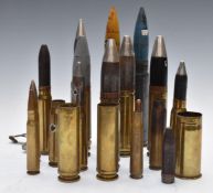 Small collection of brass and non brass shell cases, some retaining their projectiles, various
