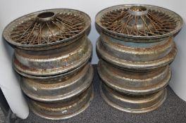 Six Jaguar E type car or similar wire wheels