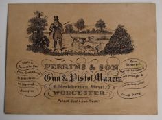 Perrins & Son Gun & Pistol Makers 6 Mealcheapen Street Worcester hand drawn shop display or