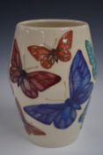 Dennis Chinaworks limited edition 6/45 barrel shaped vase decorated in the Butterfly pattern,