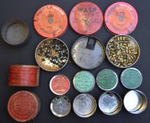 Ten shotgun percussion cap and air rifle pellet tins including two F Joyce & Co Fil Covered