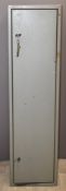Metal gun cabinet or safe, 151x41x25cm.