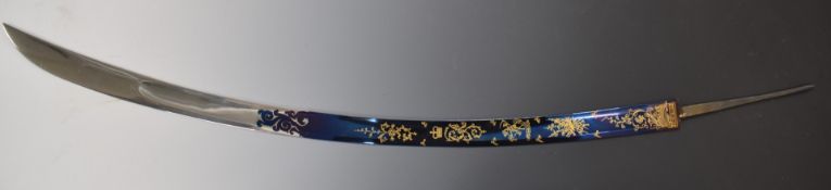 Reproduction Craig & Co 83cm blue and gilt sword blade. PLEASE NOTE ALL BLADED ITEMS ARE SUBJECT