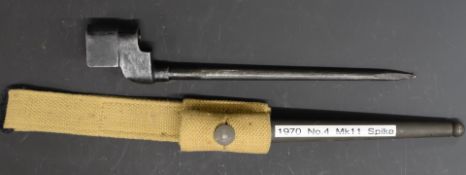 British No4 MkII spike bayonet with scabbard and frog. PLEASE NOTE ALL BLADED ITEMS ARE SUBJECT TO