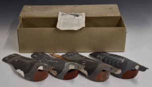 Four Thomas Bland Improved Pigeon Decoys with original paperwork, in period box.