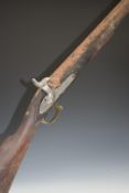 Enfield pattern two band percussion hammer action rifle with lock stamped '1860 Tower', brass