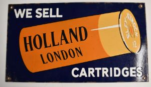 Holland London shotgun cartridges enamel shop display or advertising sign 'We Sell Holland London