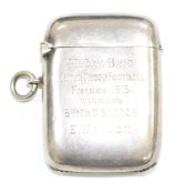 WW1 hallmarked silver vesta case inscribed '4th Cav Brig inter-troop football France 1915 3rd TR