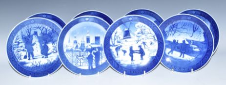 Eight Royal Copenhagen Christmas plates 1984-1997, diameter 18cm