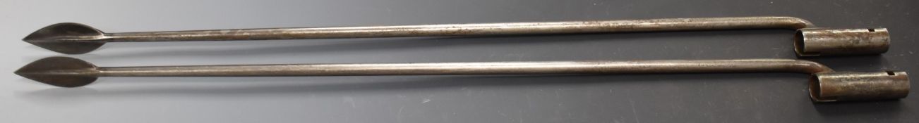 Two replica socket spear bayonets for the 1785 pattern Crespi system Egg breech loader carbine,