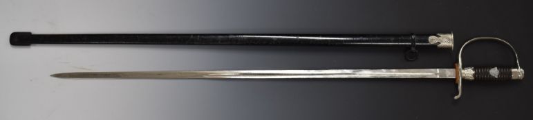 German police NCO's sword with impressed Emil Voos Solingen mark, D shaped chromed hilt and metal