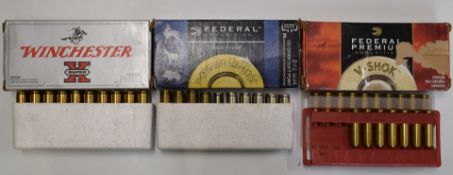 Fifty-six .22-250 rifle cartridges including Federal Premium and Winchester Super X, all in original