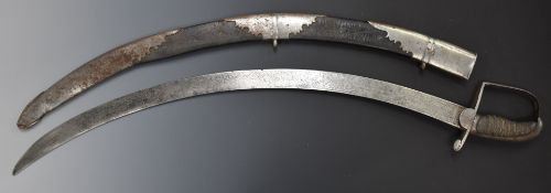 Georgian Flank Company officer's sword with heavily decorated 68cm curved blade, shagreen handle and