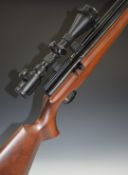 Webley Raider .22 PCP air rifle with semi-pistol grip, raised cheek piece to the stock, sound