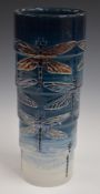 Dennis Chinaworks limited edition 1/5 stepped vase decorated with graduated dragonflies, Sally