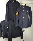 Four No1 dress blues tunics including Royal Artillery example with another with General Service