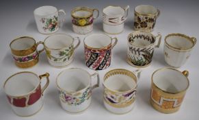 A collection of 18th/19thC coffee cans including Derby/Bloor Derby, and one possibly Pinxton