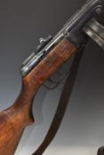 Deactivated Russian PPD 7.62mm sub machine gun with rotary magazine, leather sling, adjustable