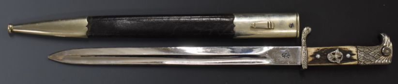 Replica Nazi Third Reich presentation / dress bayonet with 32cm blade and scabbard. PLEASE NOTE