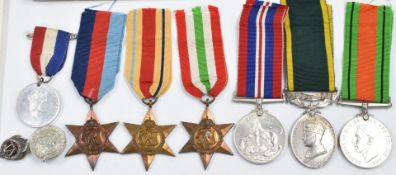 British Army WW2 Royal Artillery group of six medals comprising 1939/1945 Star, Africa Star, Italy