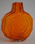 Geoffrey Baxter for Whitefriars Banjo vase in tangerine, 32cm tall.