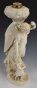 Victorian Copeland Parianware figural oil lamp 'Guardian Angel', after Louis - Auguste Malempre,
