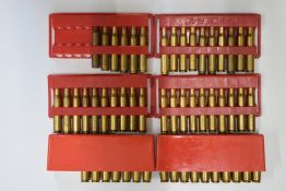 Thirty-six .30-06 rifle cartridges together with 34 empty cases, all in plastic clips. PLEASE NOTE