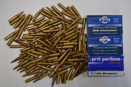 One-hundred-and-ninety-seven .308 rifle cartridges, some in original boxes. PLEASE NOTE THAT A VALID