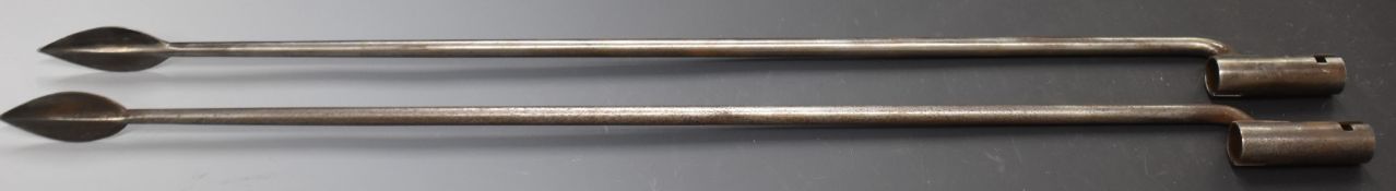 Two replica socket spear bayonets for the 1785 pattern Crespi system Egg breech loader carbine,