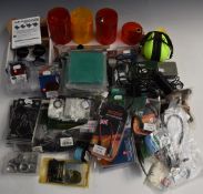 A collection of gun and shooting parts and accessories including scope mounts, Deben Tracer