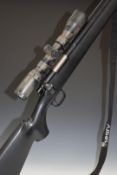 ASGK bolt-action airsoft BB rifle with Leapers scope and sling, serial number M70009.