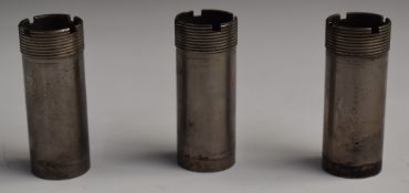 Three Beretta 12 screw in shotgun chokes, each 5cm long.
