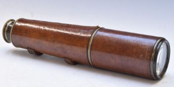 Beck ministry marked Mk IV leather bound three draw telescope
