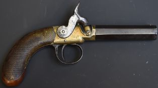 William Butler Barratt & Son of Burton On Trent percussion hammer action pocket pistol with engraved