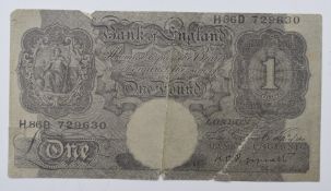WW2 Nazi propaganda English £1 note with anti British propaganda printed verso in Arabic. These