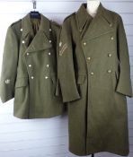 Two British Army Royal Gloucestershire Hussars Cold War greatcoats 1951 Dismounted pattern, one with