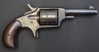 Hopkins & Allen Dictator .32 five-shot single-action revolver with engraved cylinder, sheath