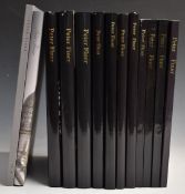 Thirteen Peter Finer arms & armour catalogues volumes 1-11, thee paperback and ten hardback.